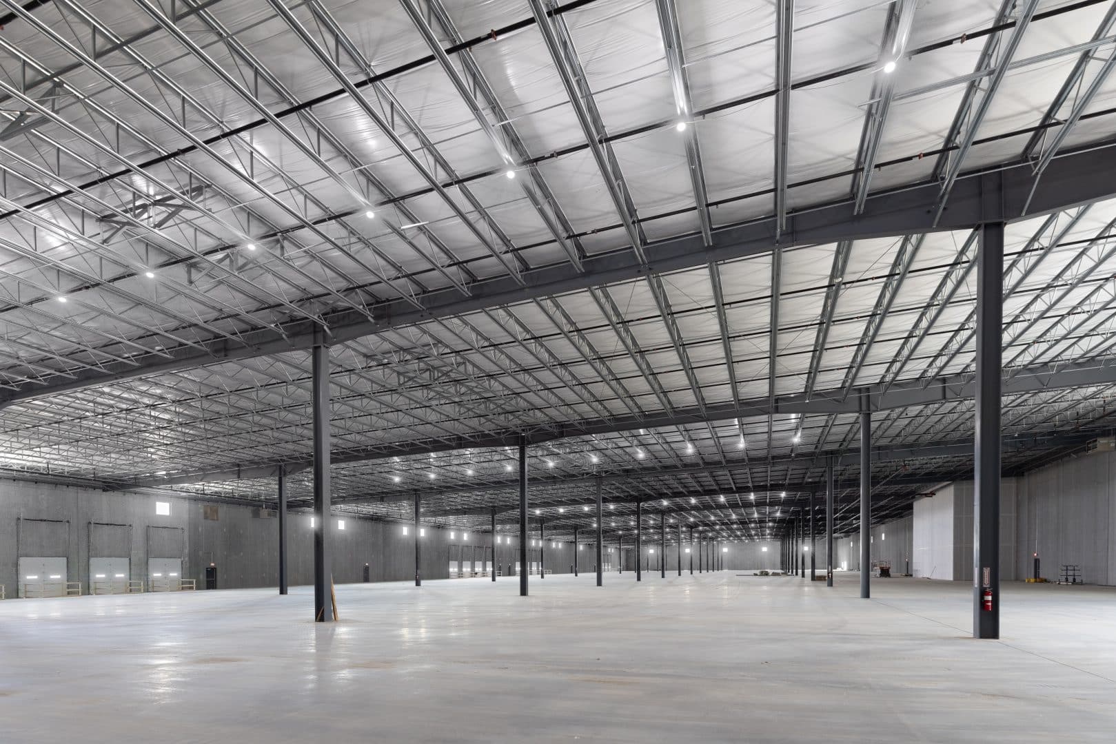 Interior of a pre-engineered metal building