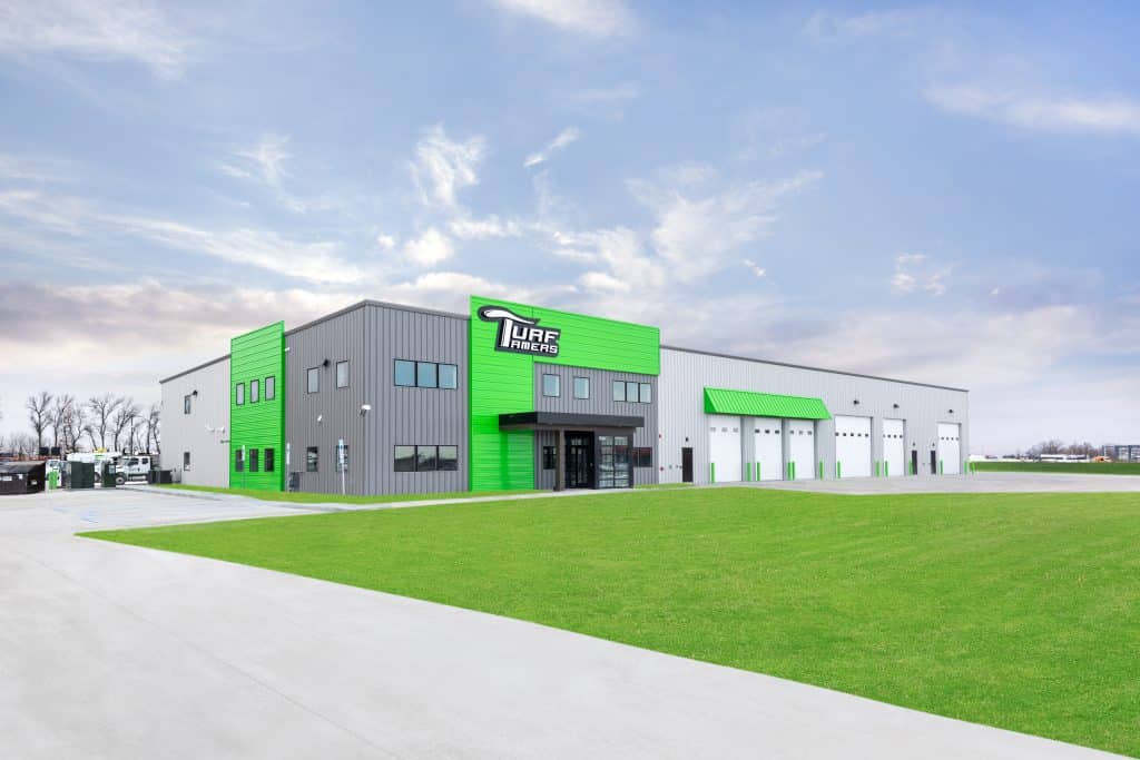 Exterior of the Turf Tamers pre-engineered metal building